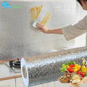 autocollant mural cuisine résistant feu huile texturé moderne argenté rouleau blanc jaune