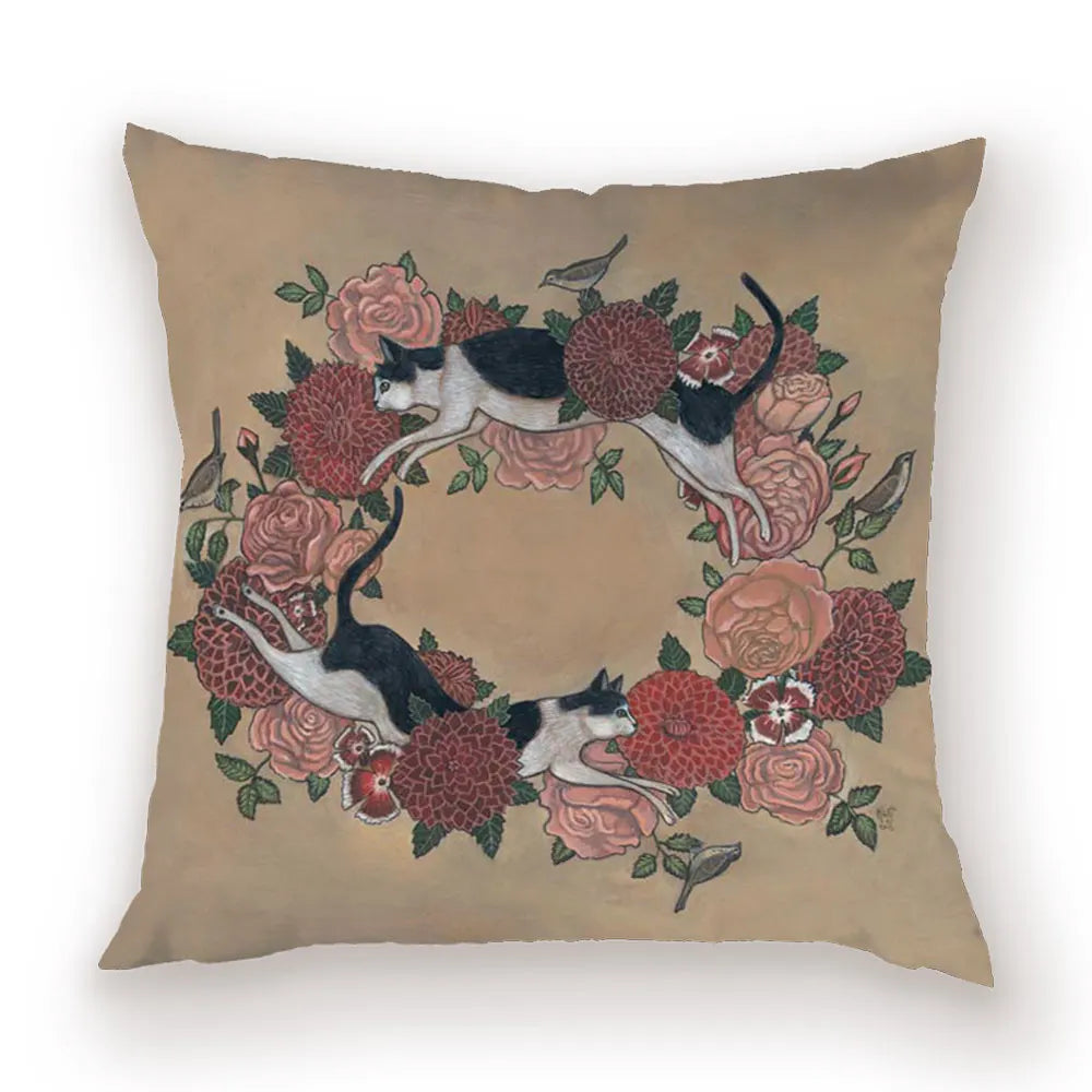 taies d'oreiller carrées fleur vintage polyester blanc décoratives