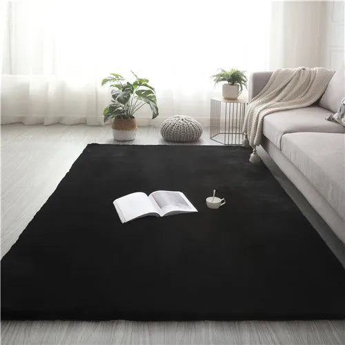 tapis noir velours moelleux moderne salon chambre unicolore polypropylène lavableextérieurintérieur
