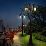 Lampadaire extérieur or noir deux lanternes classique décoration florale métal apparent IP65 LED adaptableextérieur