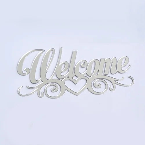 plaque décorative or argent noir lettres stylisées cœur motifs floraux adhésif maison décoration élégante