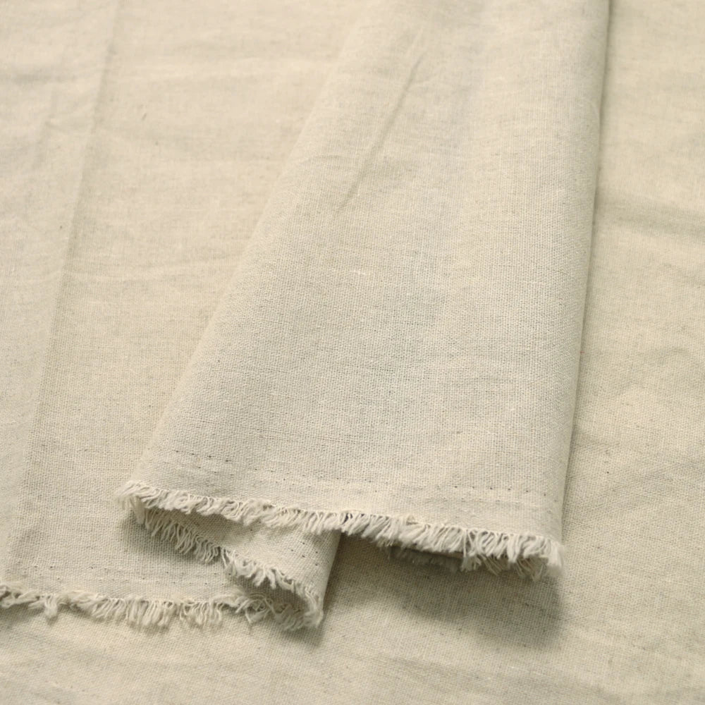 tissu popeline coton lin beige clair haute absorption anti bactéries teint uni 140cm large