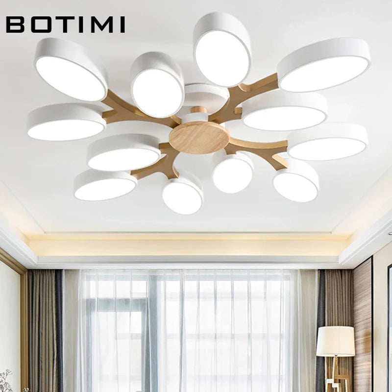 plafonnier moderne blanc bois éclairage led surface montée flux lumineux 249 2000 mètres carrés