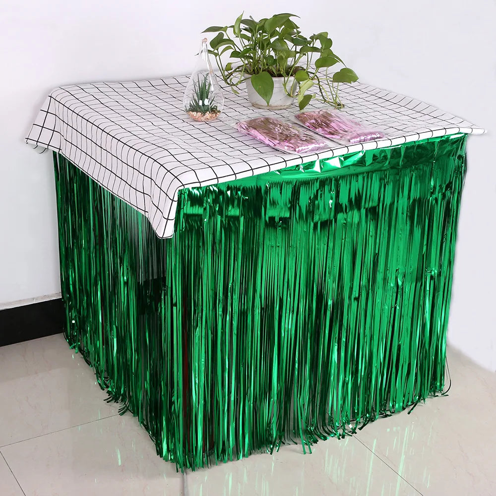 rideau table franges décorations fête mariage anniversaire bleu rose argent vert violet moderne
