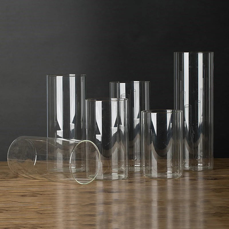 vase verre transparent moderne 10x20cm bougie parfumée décoration mariage centre table