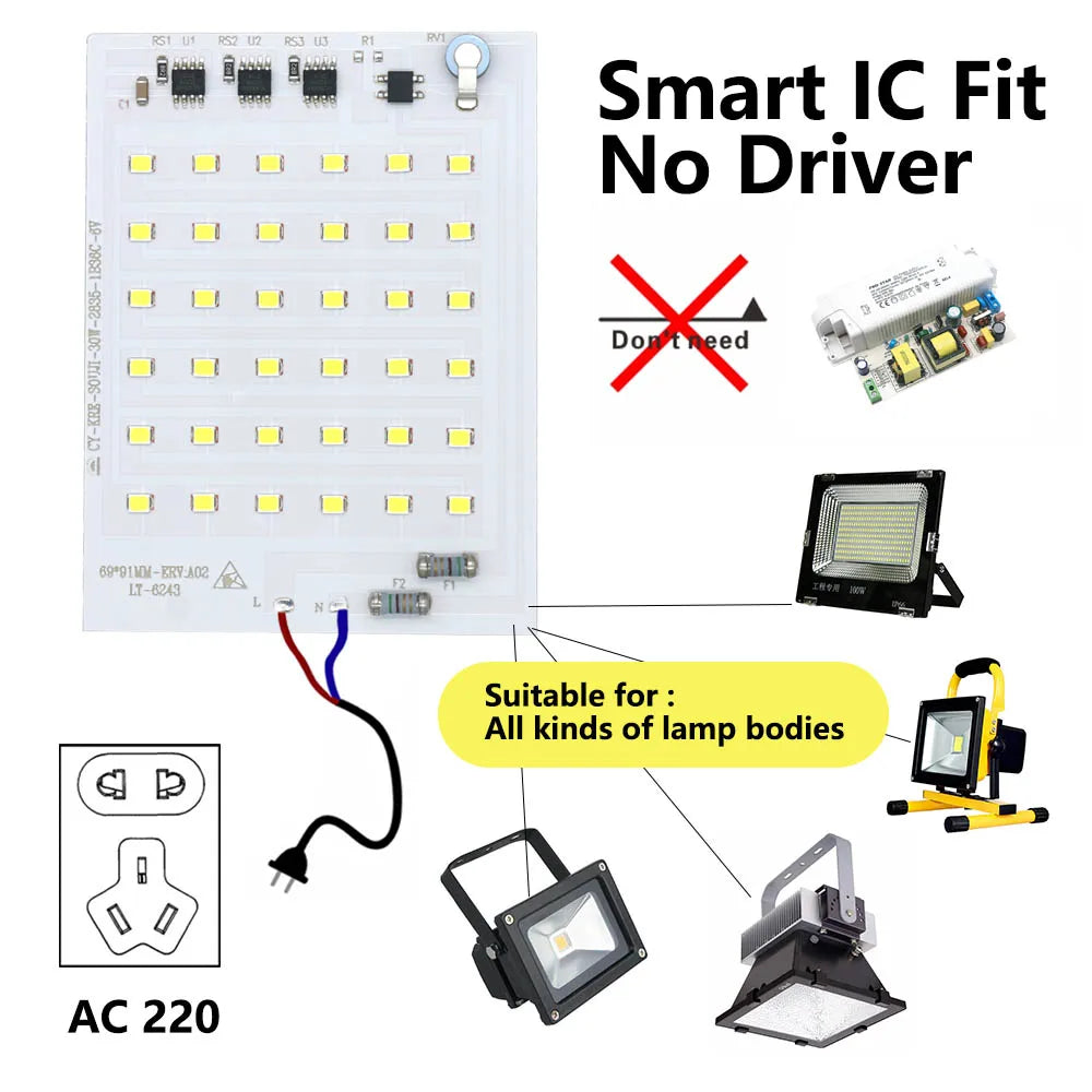 projecteur led diy 10w 20w 30w 50w 100w 150w 200w blanc froid ic intelligent