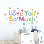 autocollant mural multicolore lettres stylisées motifs décoratifs enfantins résistant l'eau pvc