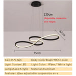 suspension lumineuse moderne infini noir blanc or 75cm 249lm led dimmable