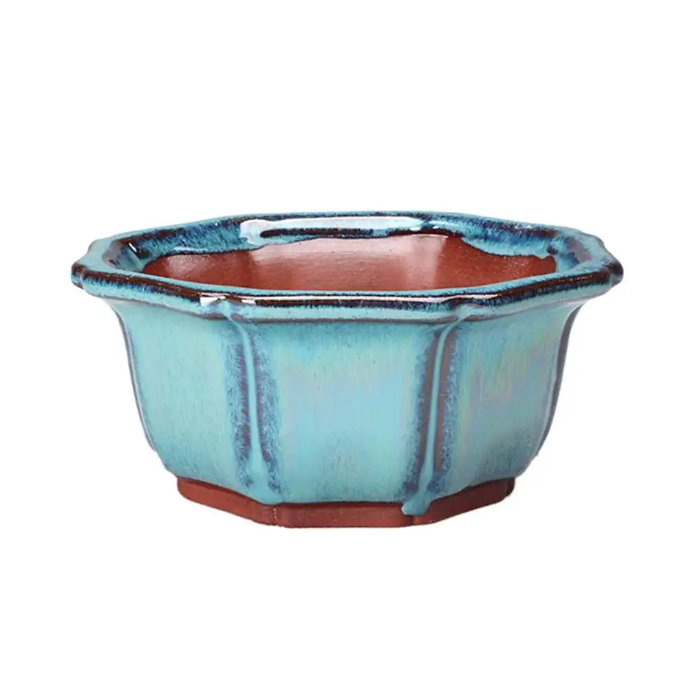 pots bonsaï chinois céramique porcelaine bleu brun texture grès effet craquelé classique artisanal