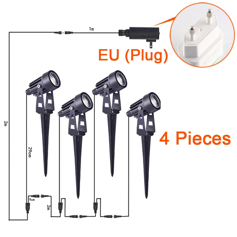 projecteur led moderne noir piquet cable 1m facile jardin extérieur ip65