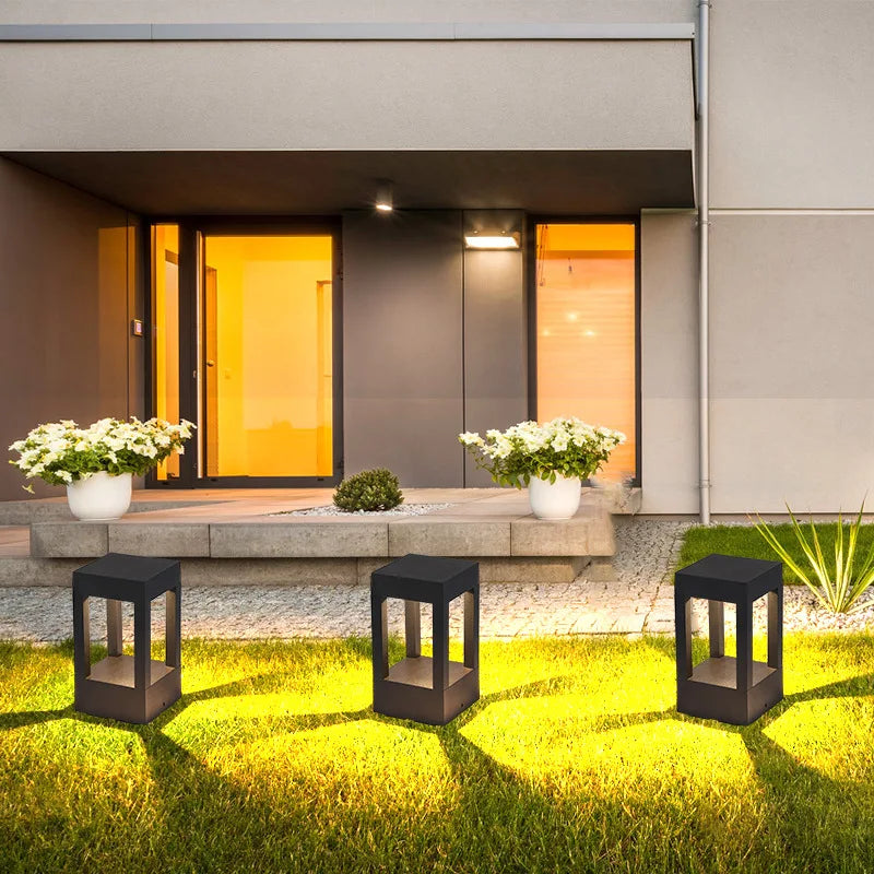 lampadaire extérieur led moderne noir ip65 étanche 10w lumiere chaude jardin contemporain