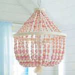 suspension lumineuse moderne bois blanc rose beige métallique chambre enfant