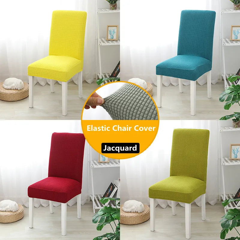 housse chaise marron noir bleu rose verte gris moderne spandex polyester jacquard unicolore elastic