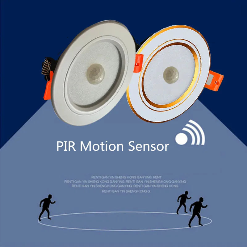 plafonnier led rond moderne capteur mouvement couloir escalier blanc doré
