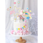 Décoration gâteau licorne multicolore