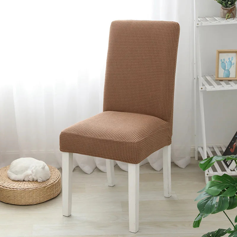 housse chaise marron noir bleu rose verte gris moderne spandex polyester jacquard unicolore elastic