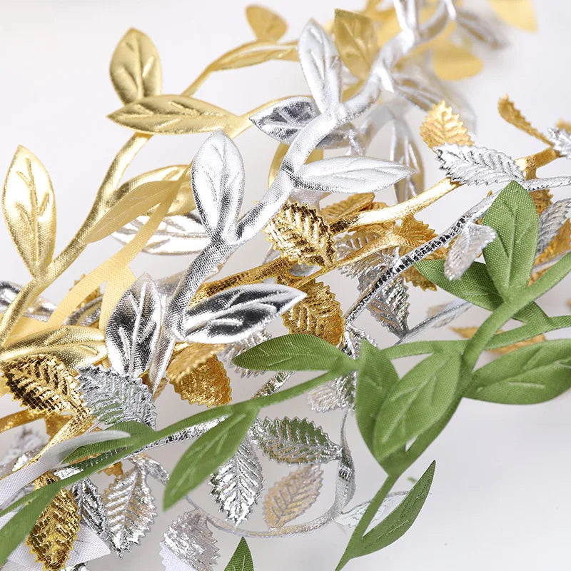 ruban feuilles dorées argentées vertes décoration maison fête craft polyestere doubleface 5mètre élégant artisanal