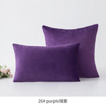 housse coussin violet velours doux décoration canapé chambre lit moderne unis 30x50cm 45x45cm