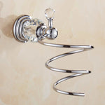 accessoires salle bain chrome cristaux motifs dorés porte savon dentifrice serviettes goblets sèche cheveux