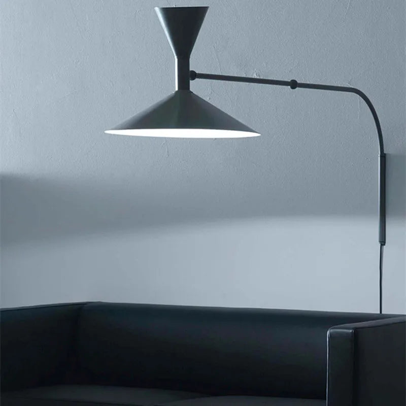 lampe murale bras articulé mid century gris blanc noir