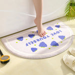 tapis bain antidérapant fleurs moderne marron clair vert bleu rose blanc