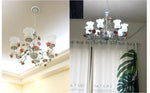 lustre art déco fleurs rose doré ampoules led blanc encastrée decoration classique romantique opaque