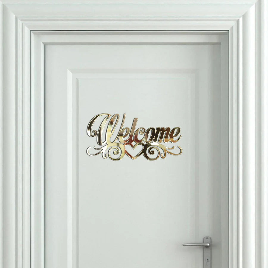 plaque décorative or argent noir lettres stylisées cœur motifs floraux adhésif maison décoration élégante