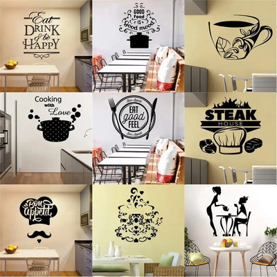 Sticker mural cuisine design avion noir sur réfrigérateur