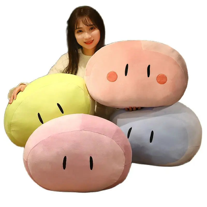 coussin peluche rond mignon visage cartoon doux enfant adulte cadeau anniversaire décoration chambre