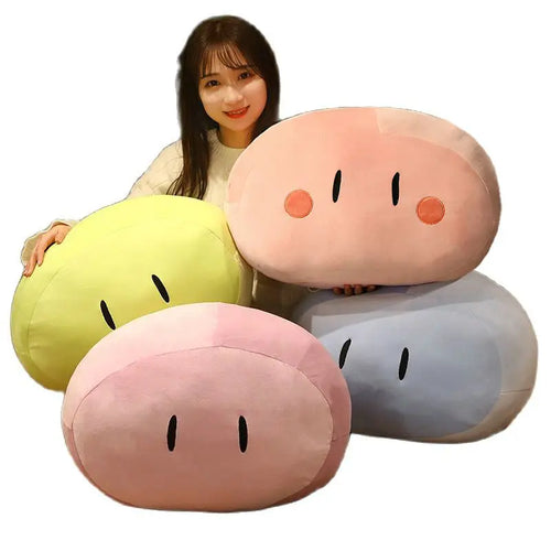 coussin peluche rond mignon visage cartoon doux enfant adulte cadeau anniversaire décoration chambre