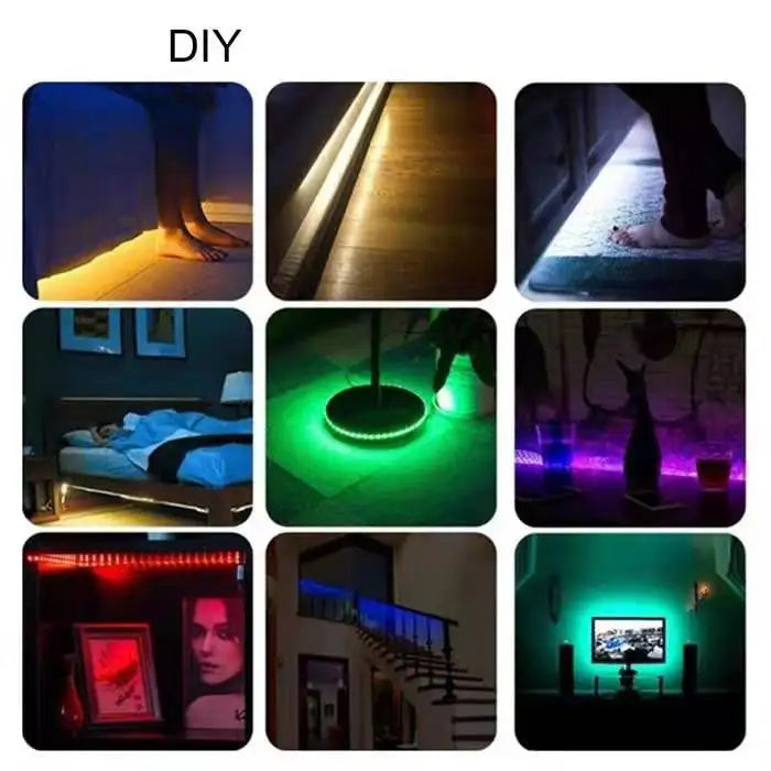Bande lumineuse LED enroulée autour d'une plante d'intérieur