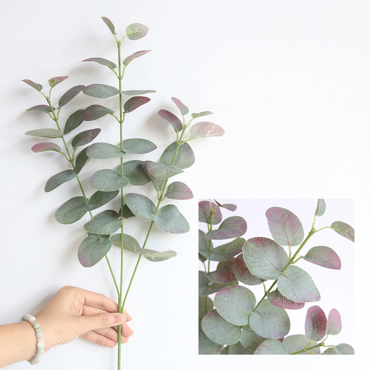 décoration intérieure eucalyptus artificiel feuilles vertes vase translucide minimaliste bohème festive anniversaireextérieur