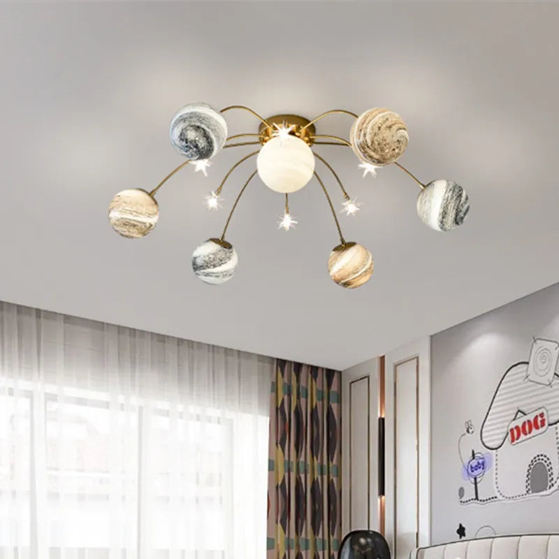 lampe suspendue moderne or blanc marbre brillant intérieur sophistiquée luminaires