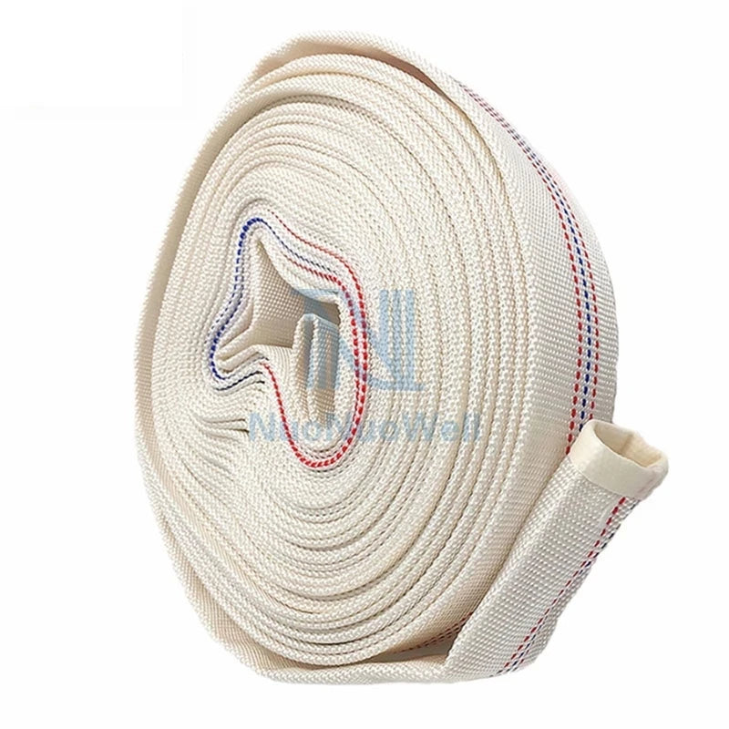 tuyau d'incendie polyester haute pression blanc lignes rouges bleues 5m 10m 20m adaptateurs