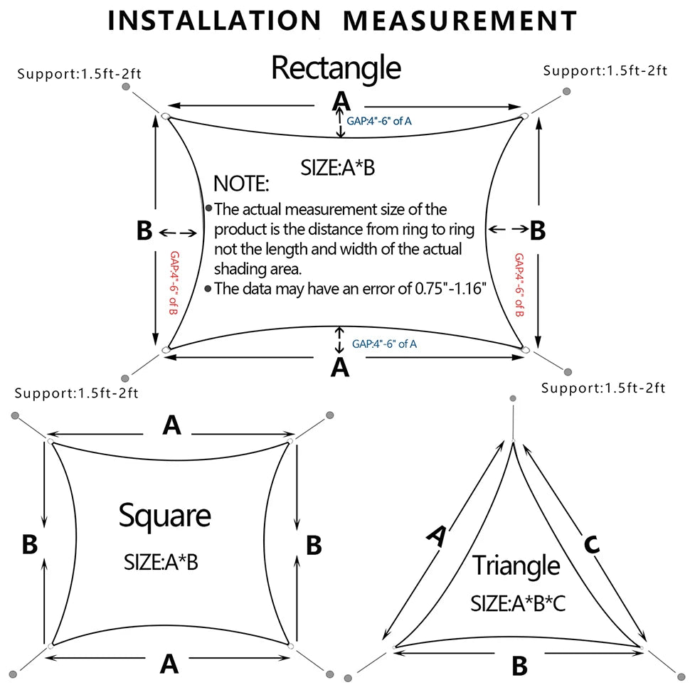 voile d'ombrage triangulaire beige oxford moderne anti uv 3x4x5m 5x5x7.1m anneaux inoxydables instructions