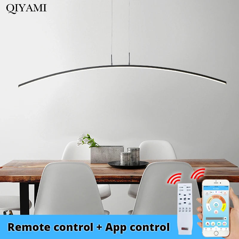 suspension lumineuse pendentif led blanc noir moderne télécommande app cool white warm white