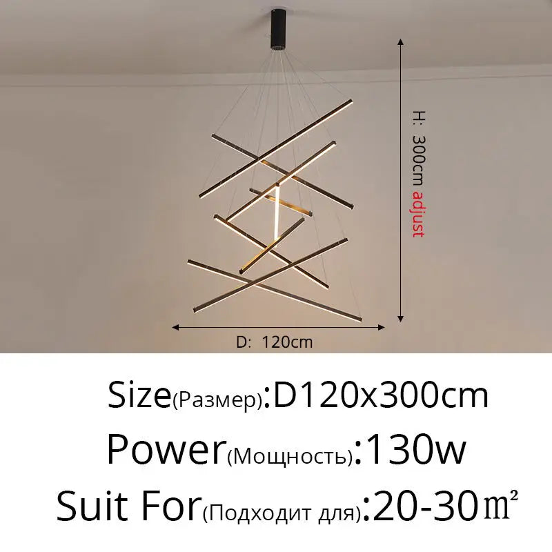 suspension lumineuse moderne noir led barres géométriques minimaliste télécommande