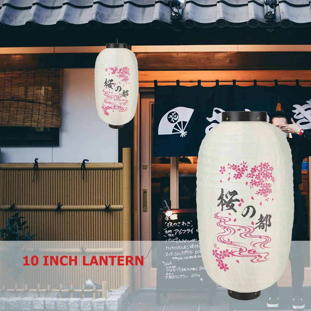 lanterne japonaise traditionnelle fleurs cerisier blanc rose noire fete decoOpaque