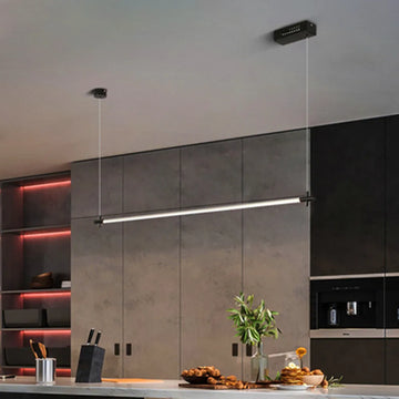 lampe suspendue moderne noire rectangulaire lisse sans ombre led 20w 1000mm