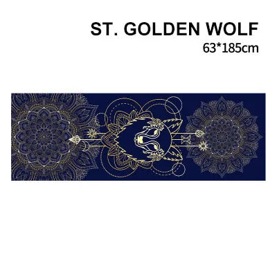 tapis yoga double couche non glissant bleu marine motifs floraux moderne 185x63cm yoga fitness