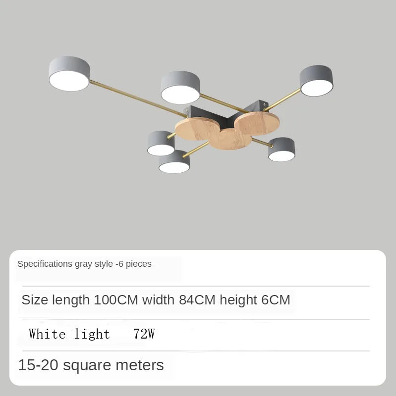plafonnier moderne gris doré bois éclairage led nordique minimaliste chambre salon