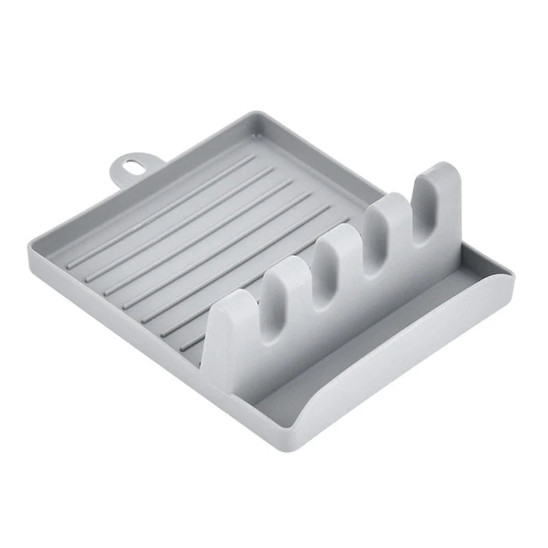 rangement cuisine support cuillère spatule couvercle casserole ustensiles moderne utilitaire transparent vert blanc gris