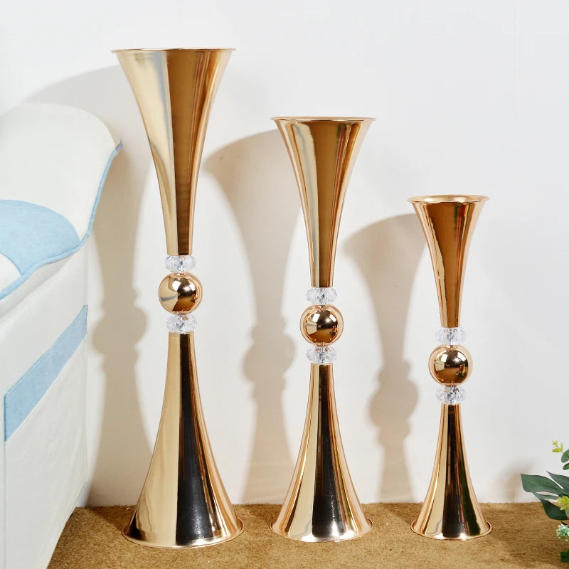 vases dorés modernes lisses haute mariage anniversaire décoration table événement
