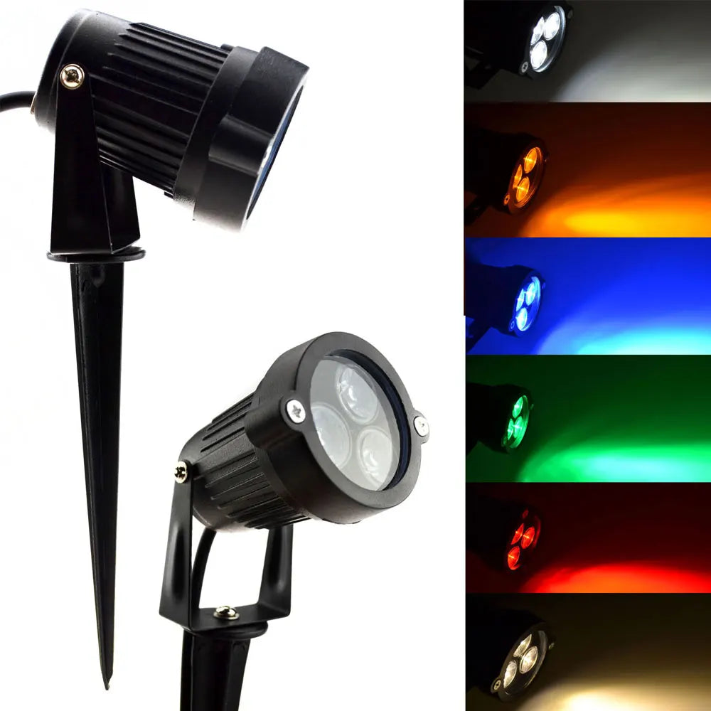 projecteur led noir moderne imperméable ip65 70x60x127 mm piquet câble électrique