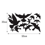 sticker mural moderne oiseaux volants blanc jaune noir 30x50cm adhésif