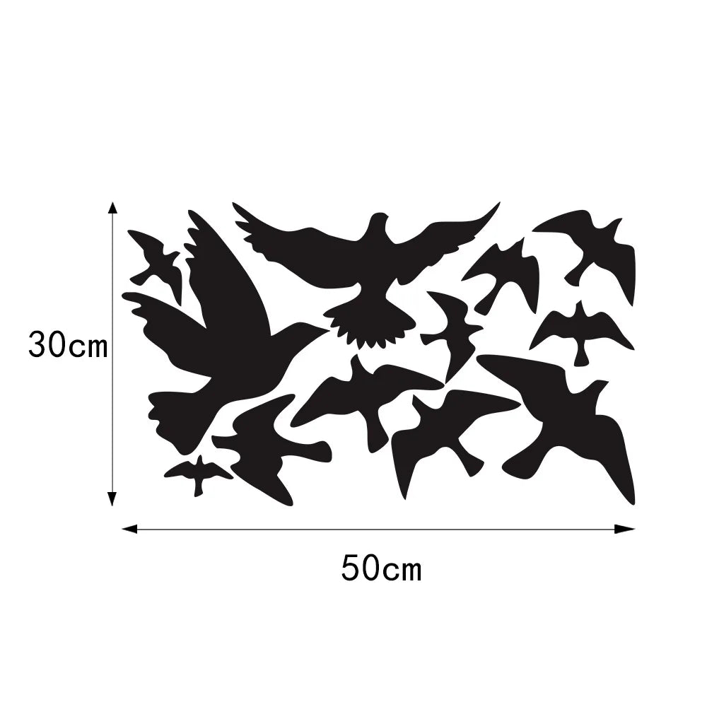sticker mural moderne oiseaux volants blanc jaune noir 30x50cm adhésif