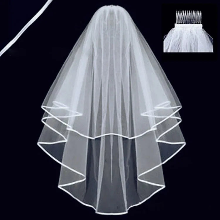 voile mariée deux couches blanche classique élégante tulle épaules clips transparent légèrement opaque finement