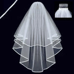 voile mariée deux couches blanche classique élégante tulle épaules clips transparent légèrement opaque finement