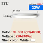 plafonnier led moderne blanc 220v 12w 18w 24w 32w 5000k 2000lm 30m²