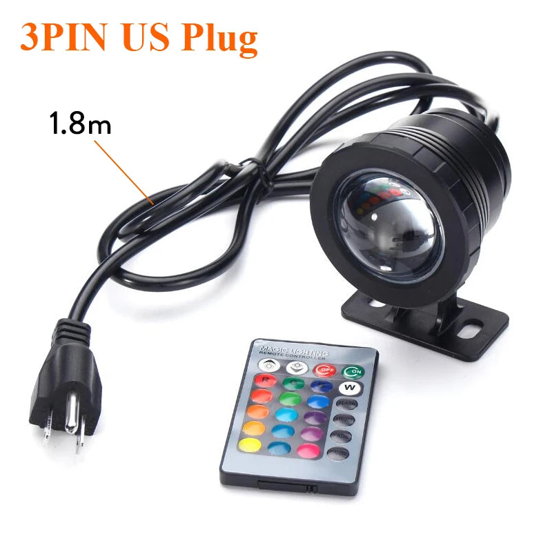 projecteur led noir moderne 10w 15w ip68 certification rohs ccc fcc télécommande.vis